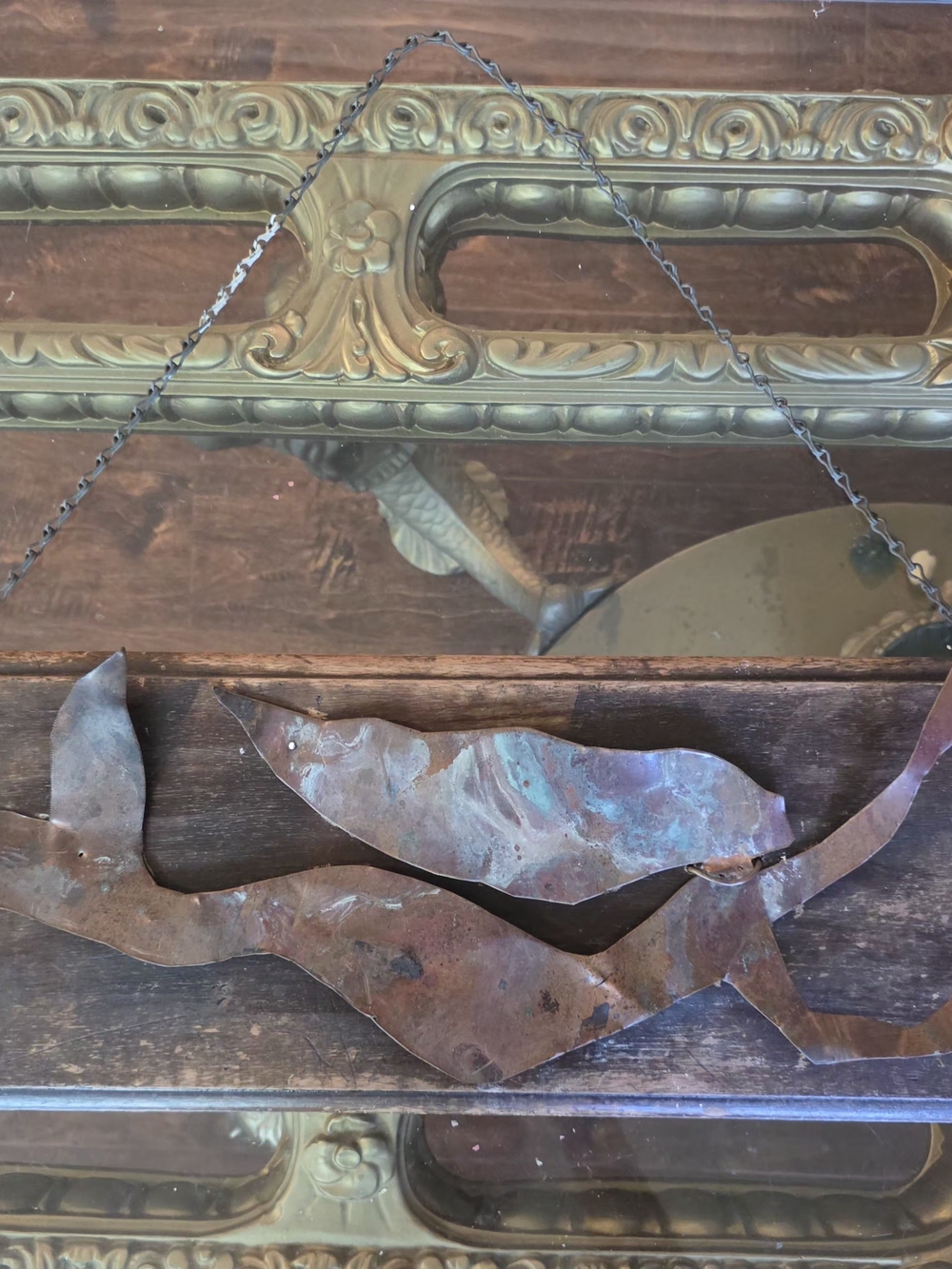Vintage Distressed Copper Mermaid Plaque Sign